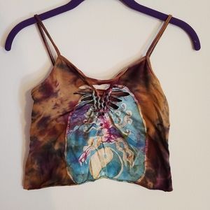 Tie Dye Lace Fron Crop Top